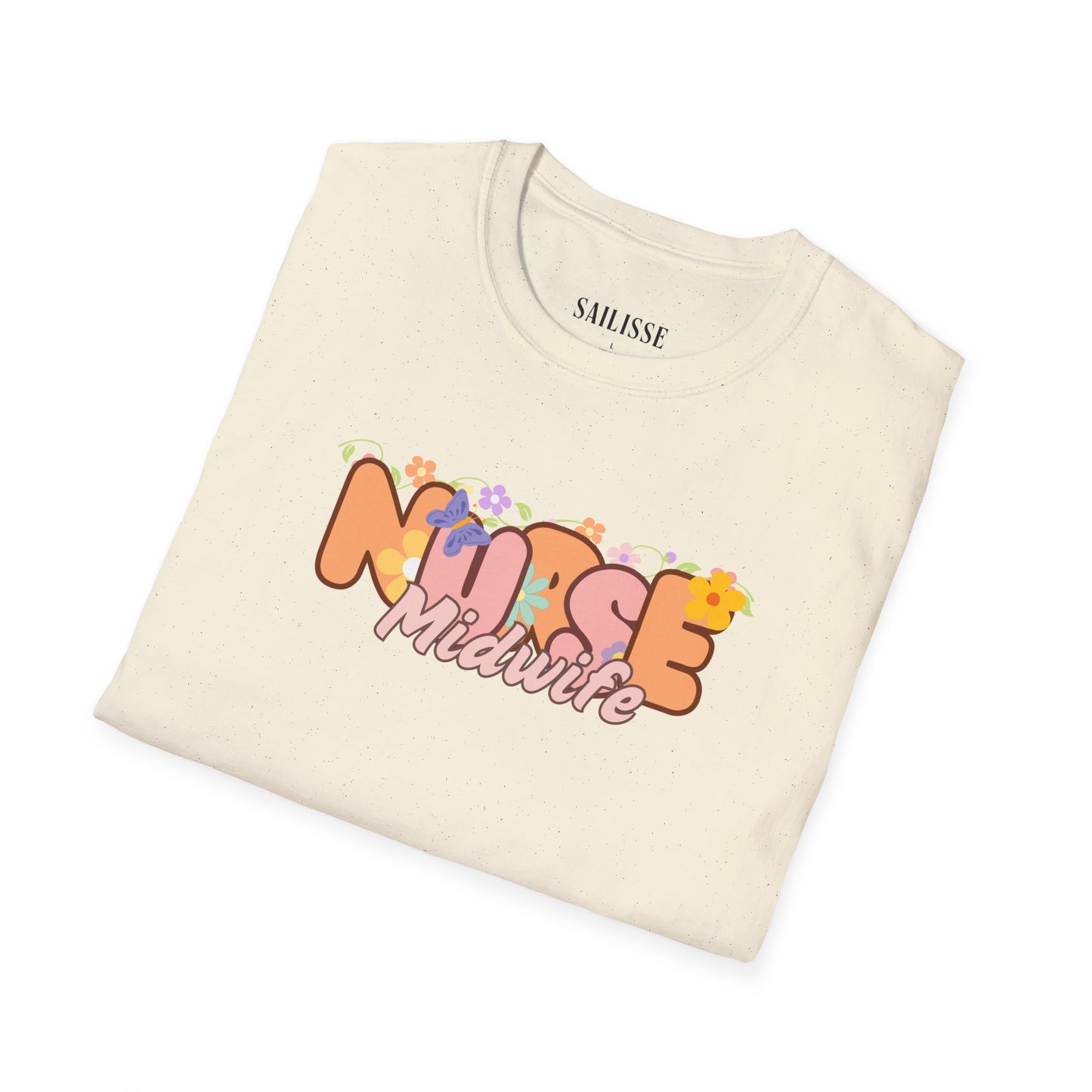 Nurse Midwife Floral Design Softstyle T-Shirt