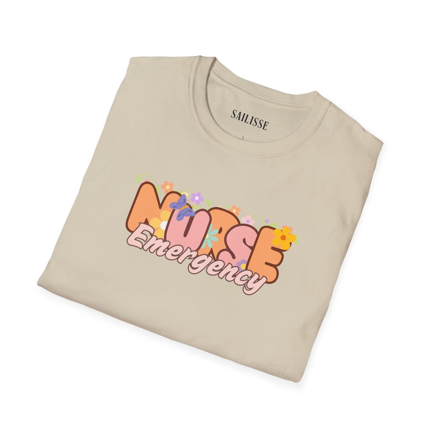 Emergency Nurse Floral Design Softstyle T-Shirt