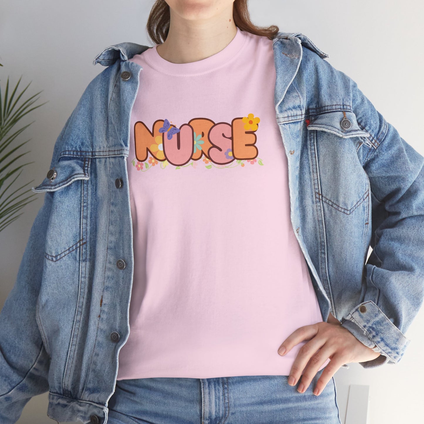 Nurse Floral Design Light Pink Softstyle T-Shirt