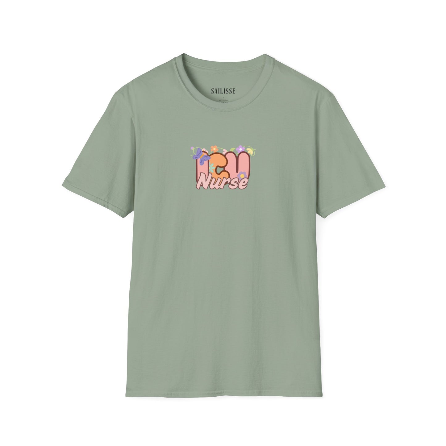 ICU Nurse Floral Design Softstyle T-Shirt