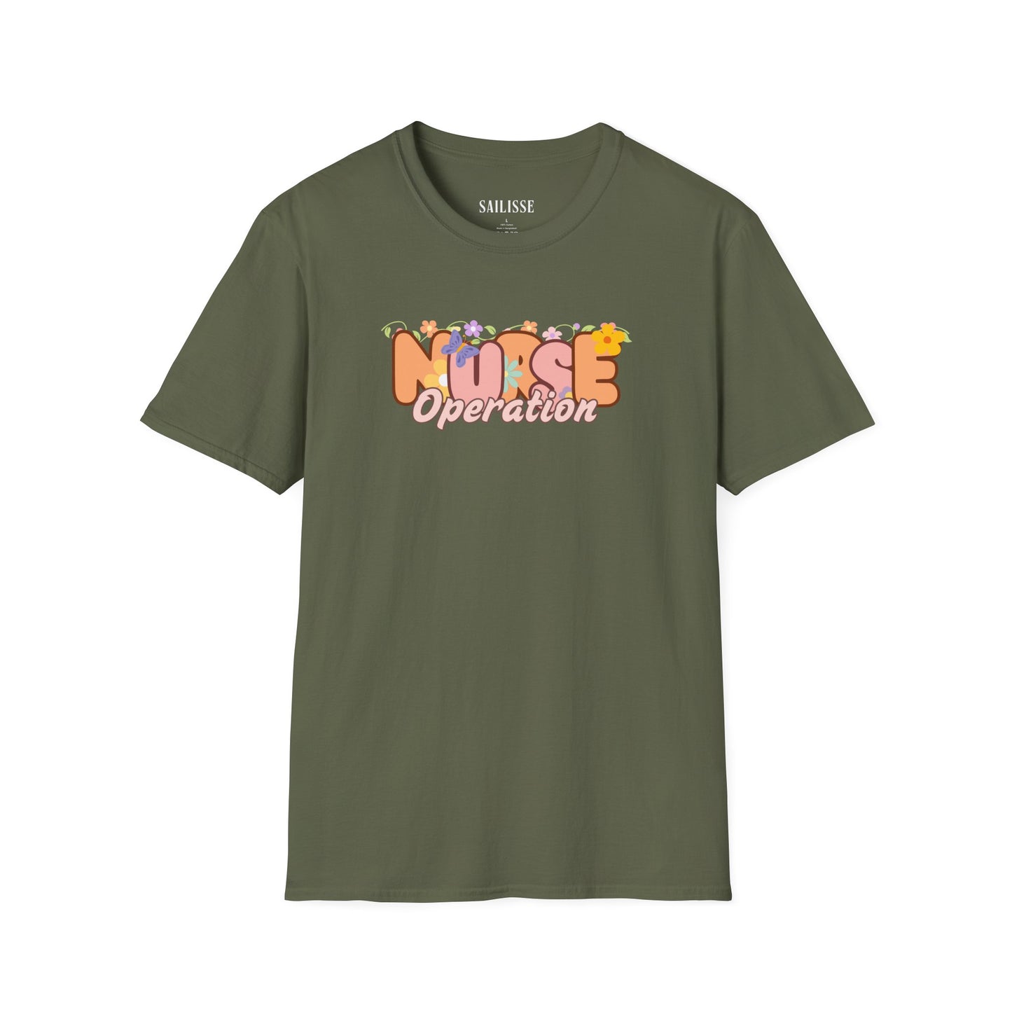 Operation Nurse Floral Design Softsyle T-Shirt