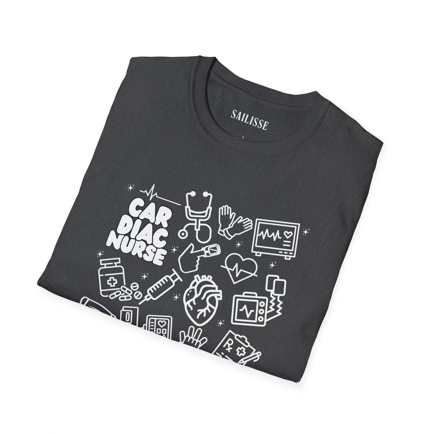 Cardiac Nurse White Outline T-Shirt