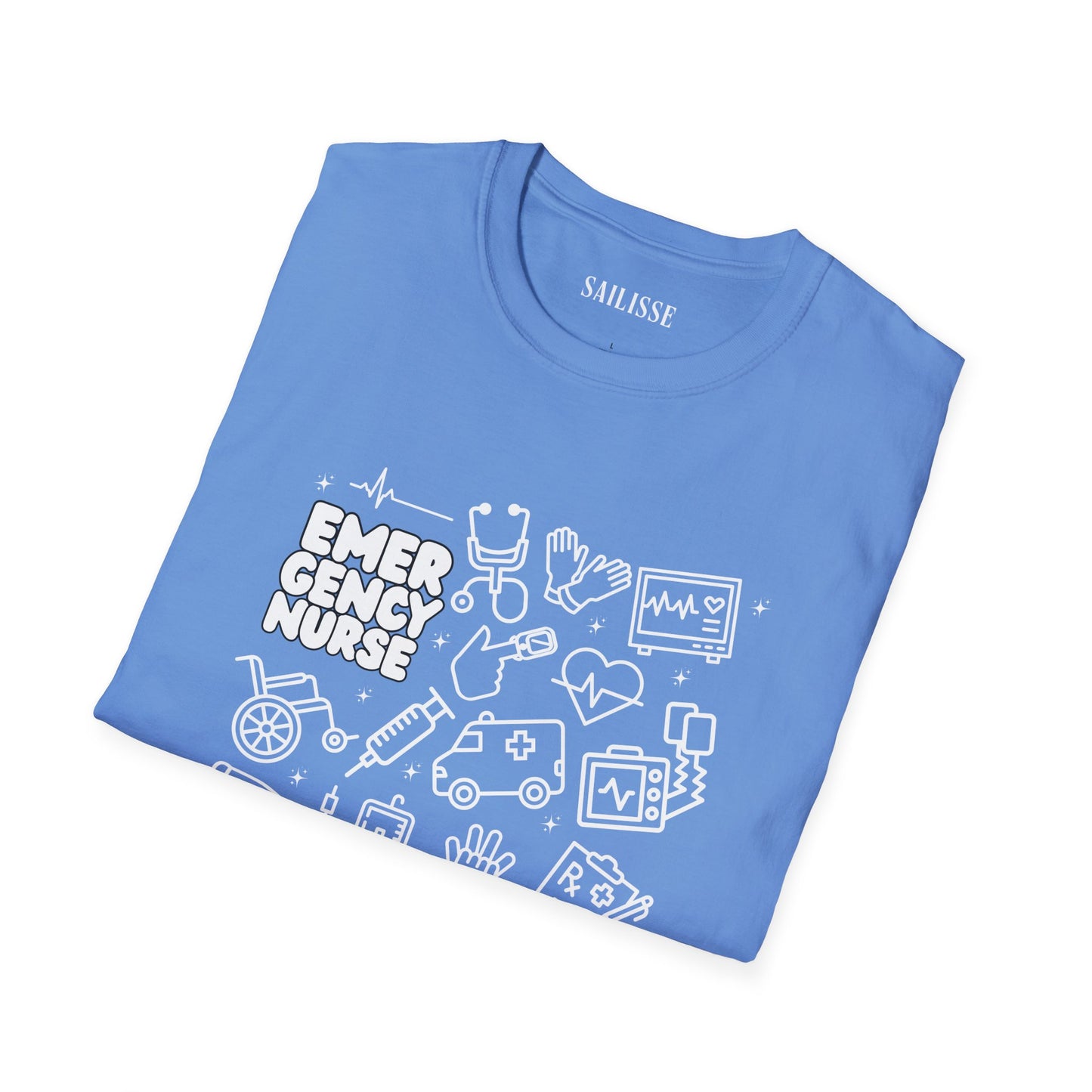 Emergency Nurse White Outline T-Shirt