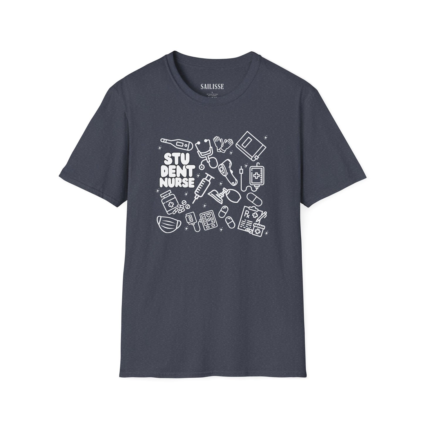 Student Nurse White Outline T-Shirt