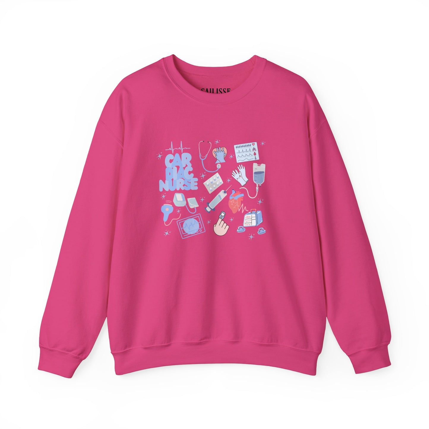 Cardiac Nurse Doodle Design Crewneck