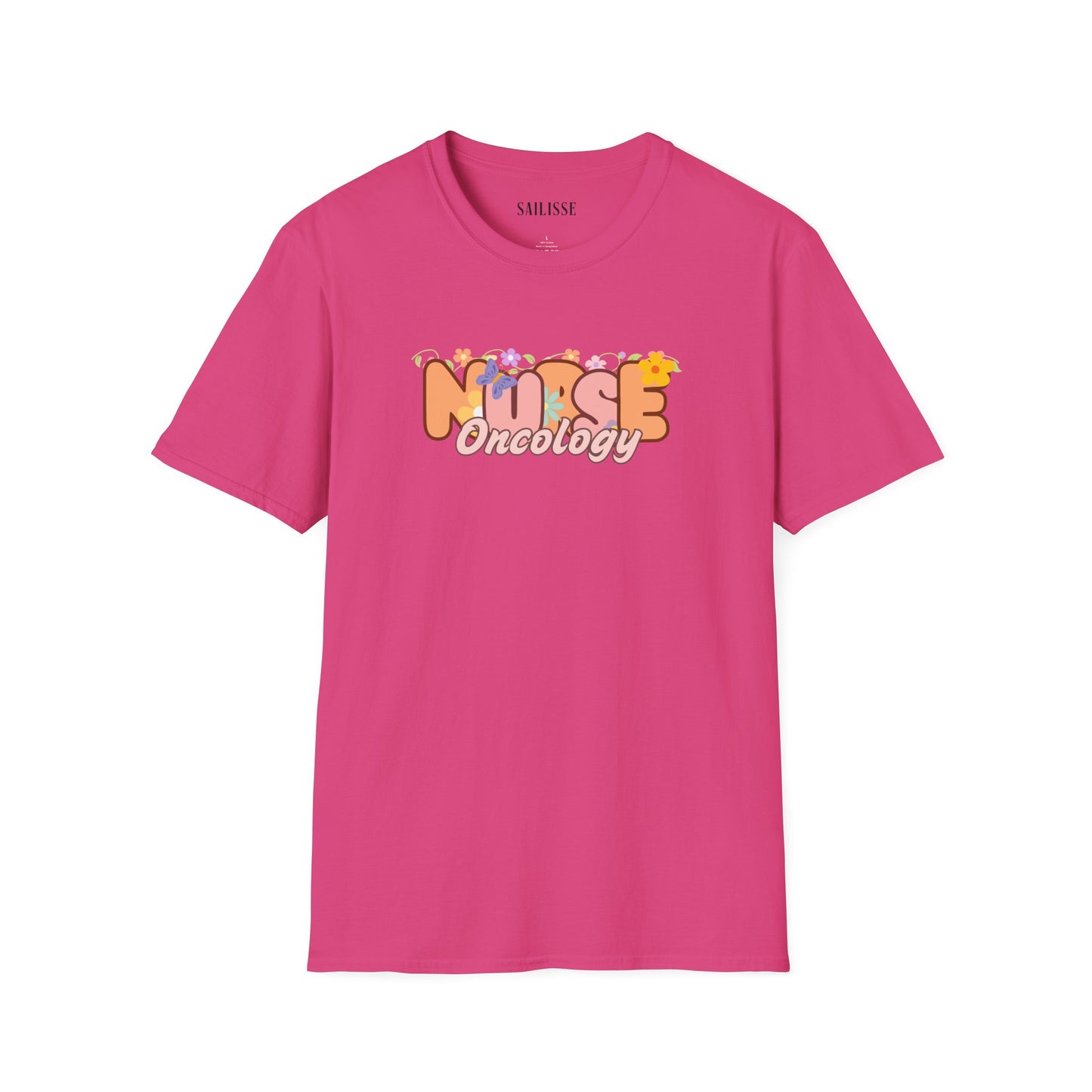Oncology Nurse Floral Design Softstyle T-Shirt