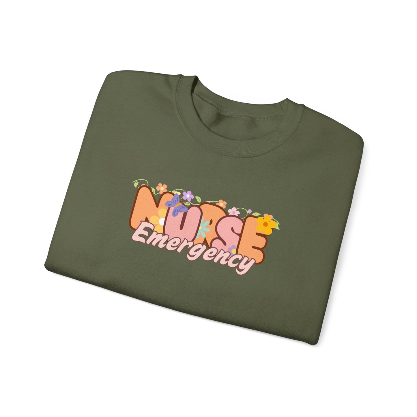 Emergency Nurse Floral Design Crewneck