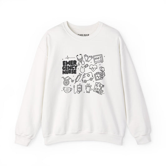 Emergency Nurse Black Outline Crewneck