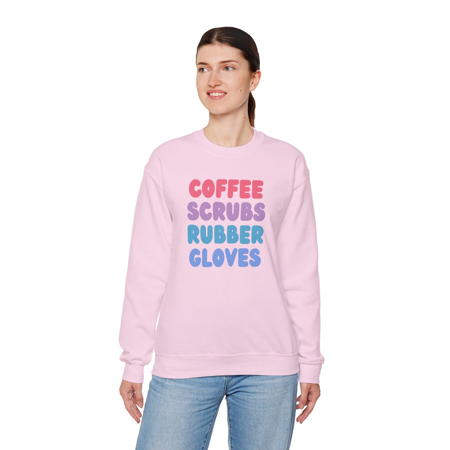 Coffee Scrubs Rubber Gloves Crewneck