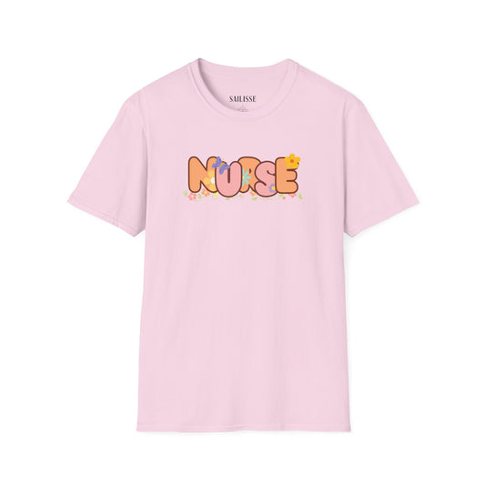 NURSE Floral Design Softstyle T-Shirt