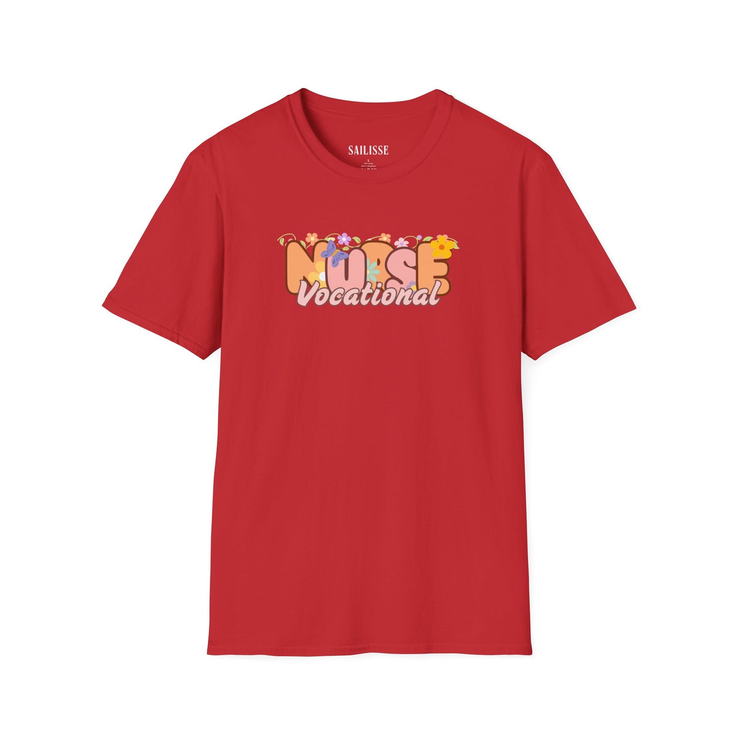 Vocational Nurse Floral Design Softstyle T-Shirt