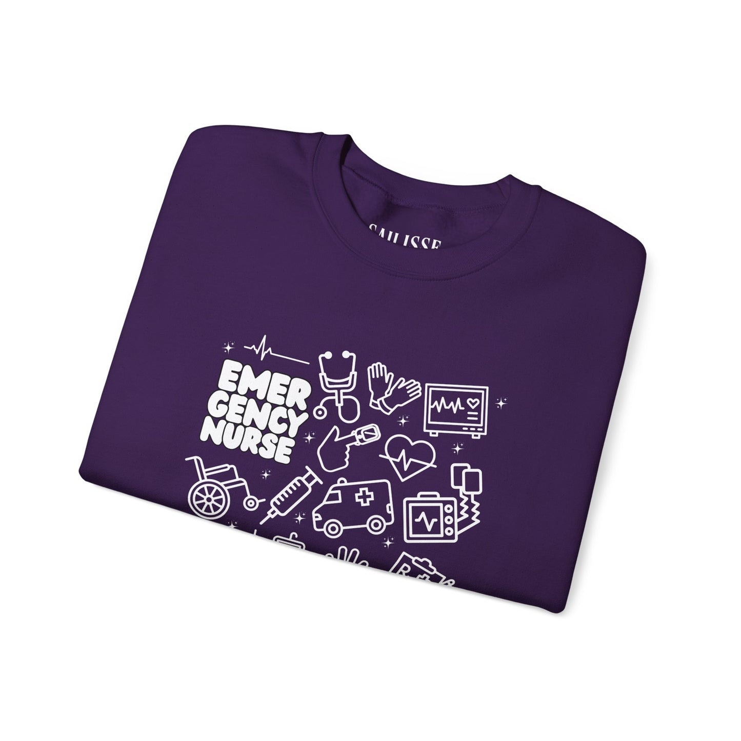 Emergency Nurse White Outline Crewneck