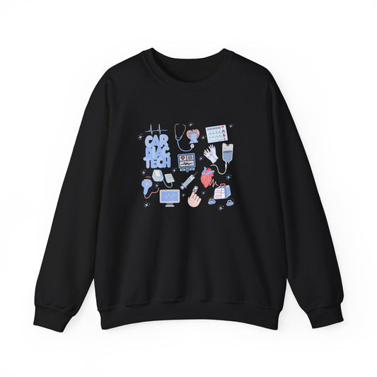 Cardiac Tech Doodle Design Crewneck