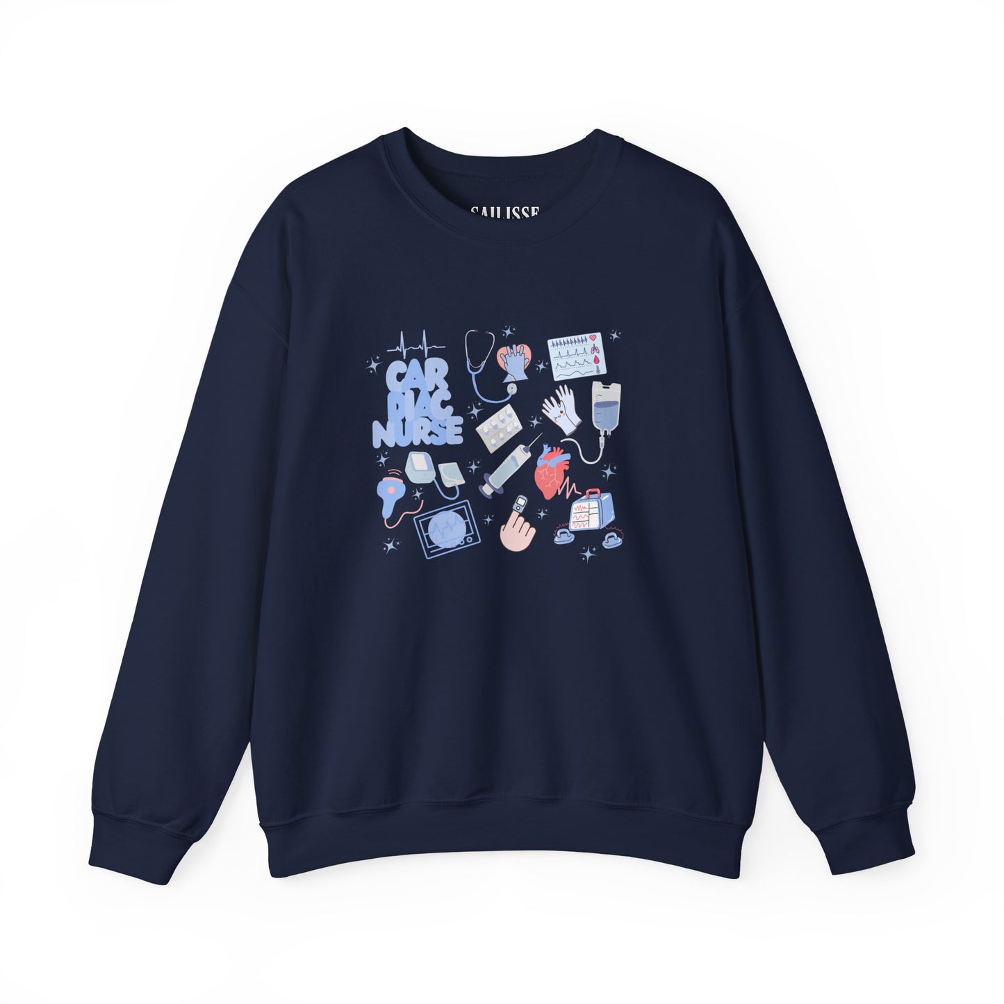 Cardiac Nurse Doodle Design Crewneck