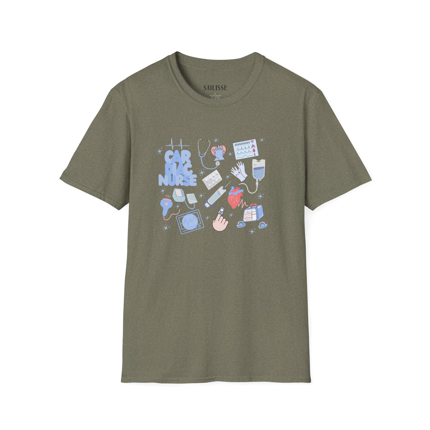 Cardiac Nurse Doodle Design Softstyle T-Shirt