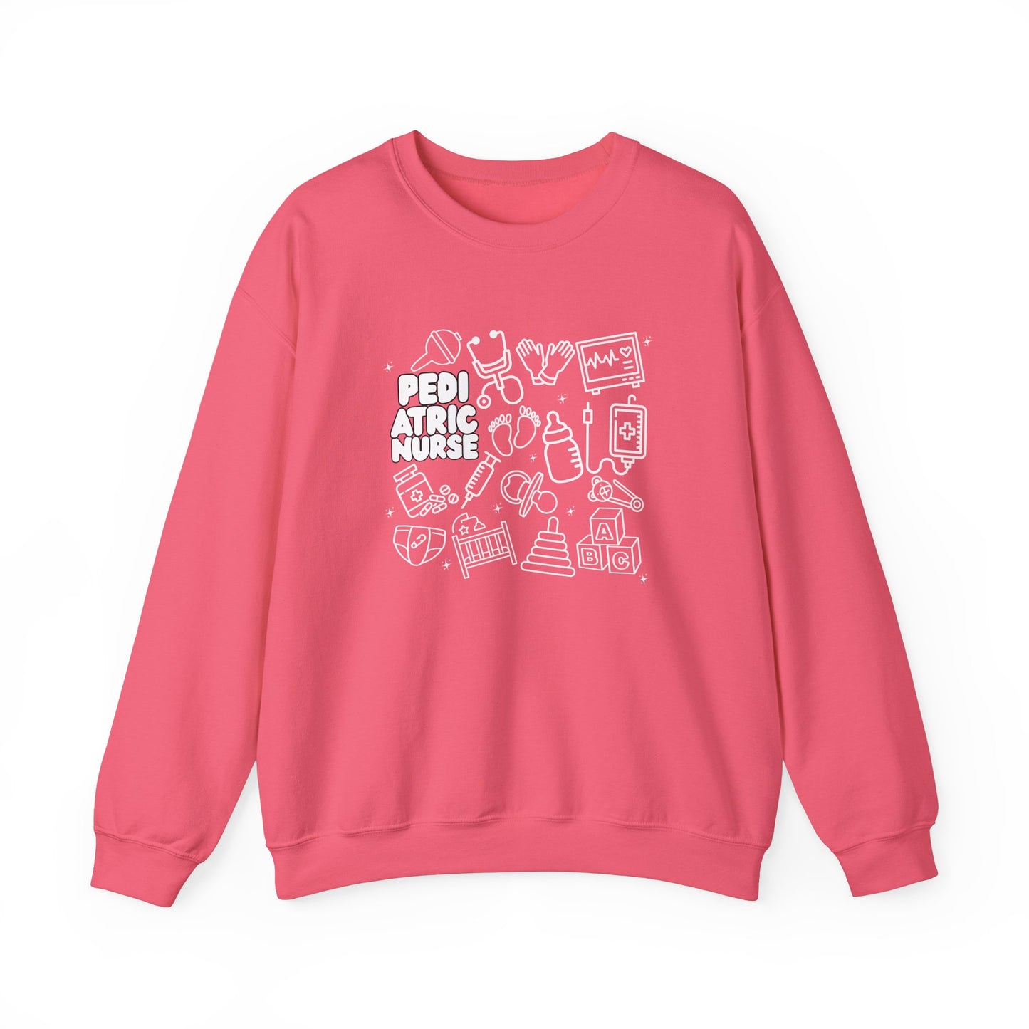 Pediatric Nurse White Outline Crewneck