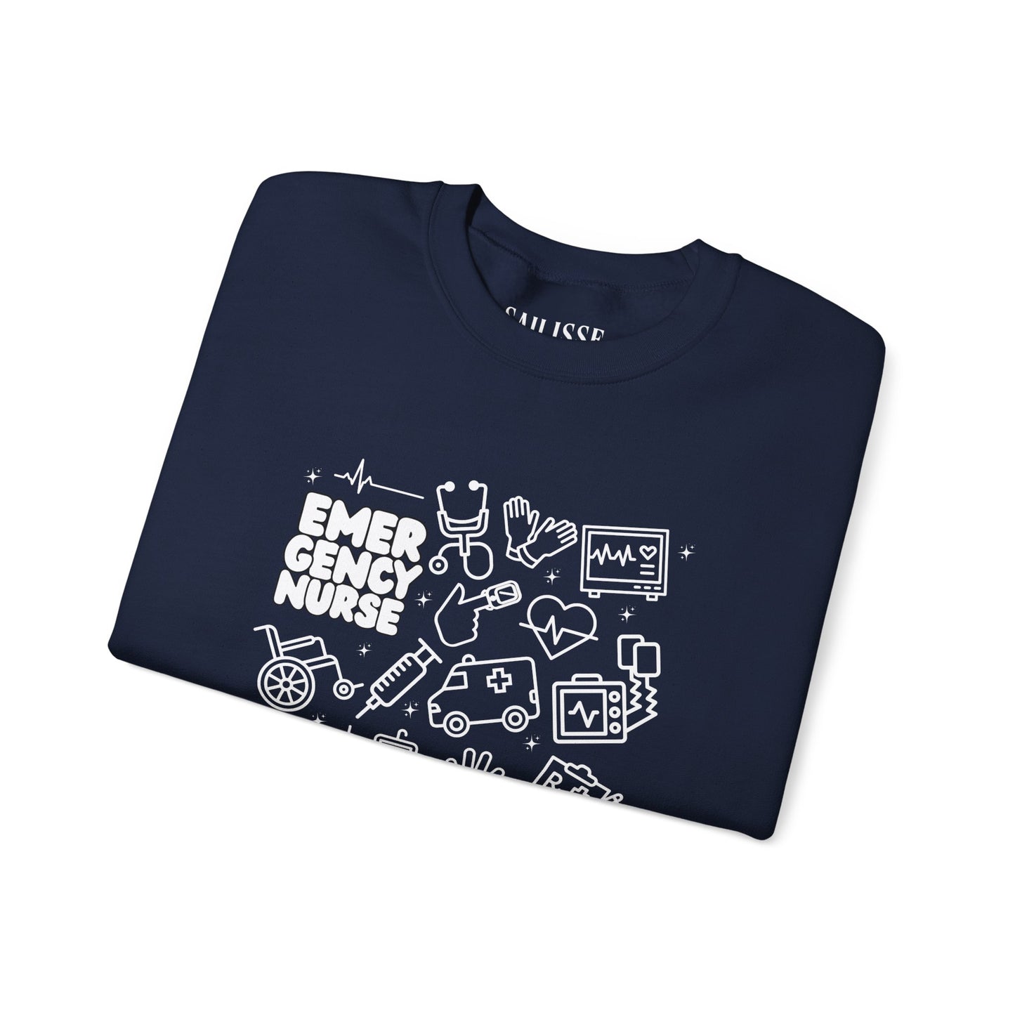 Emergency Nurse White Outline Crewneck