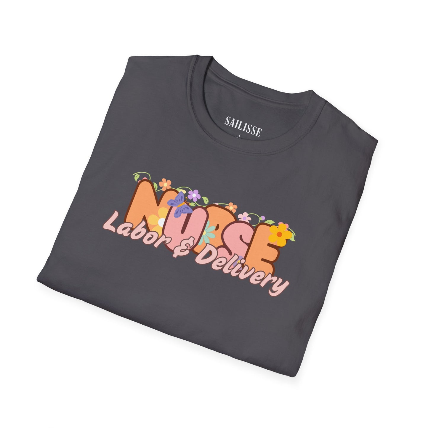 Labor & Delivery Nurse Floral Design Softstyle T-Shirt