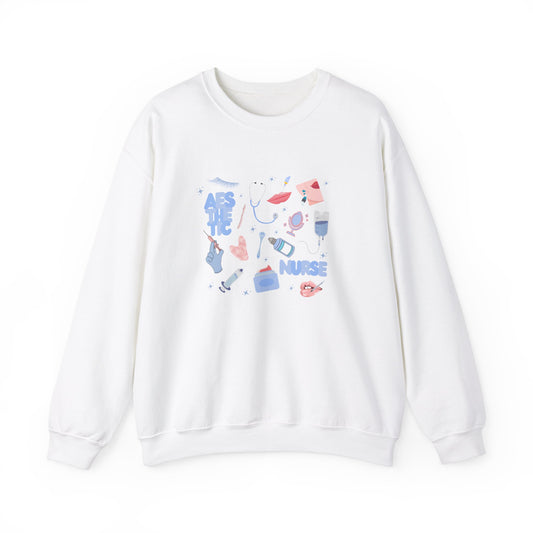 Aesthetic Nurse Doodle Design Crewneck
