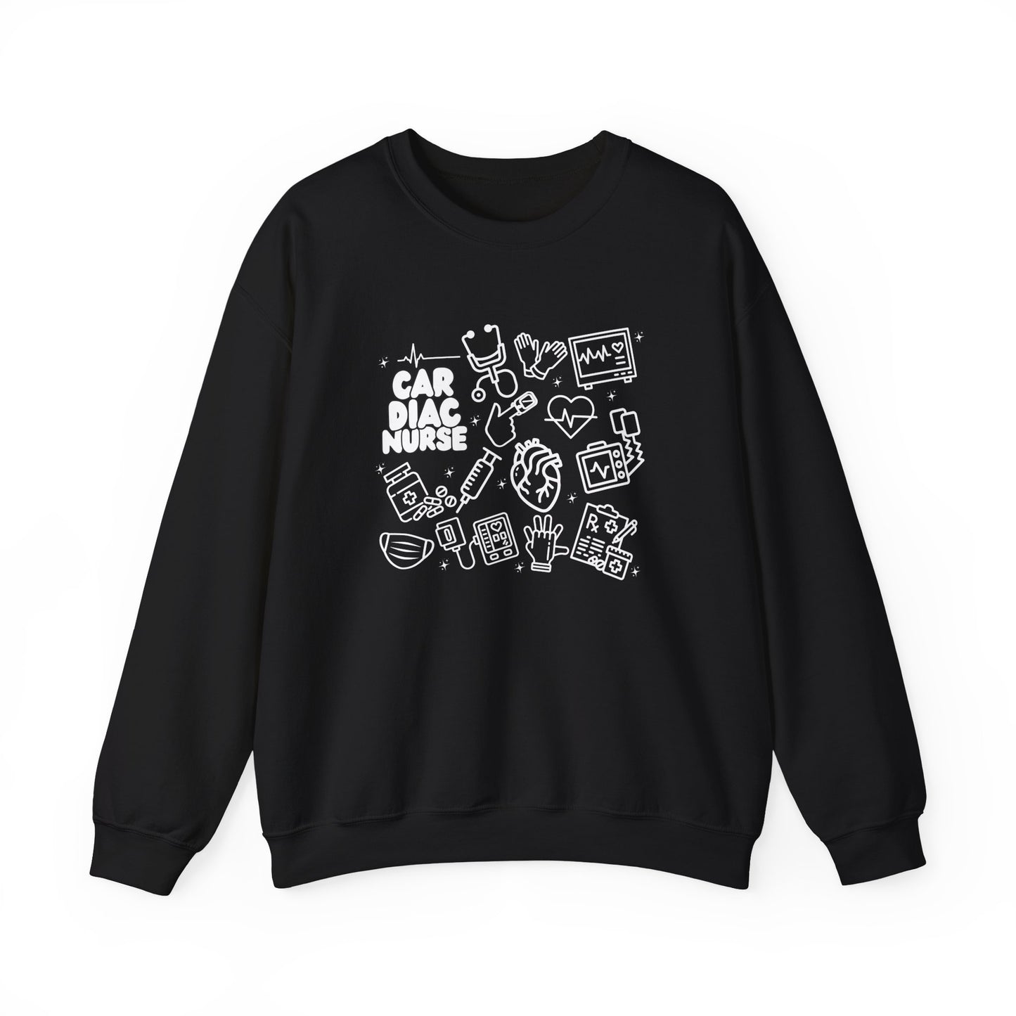 Cardiac Nurse White Outline Crewneck