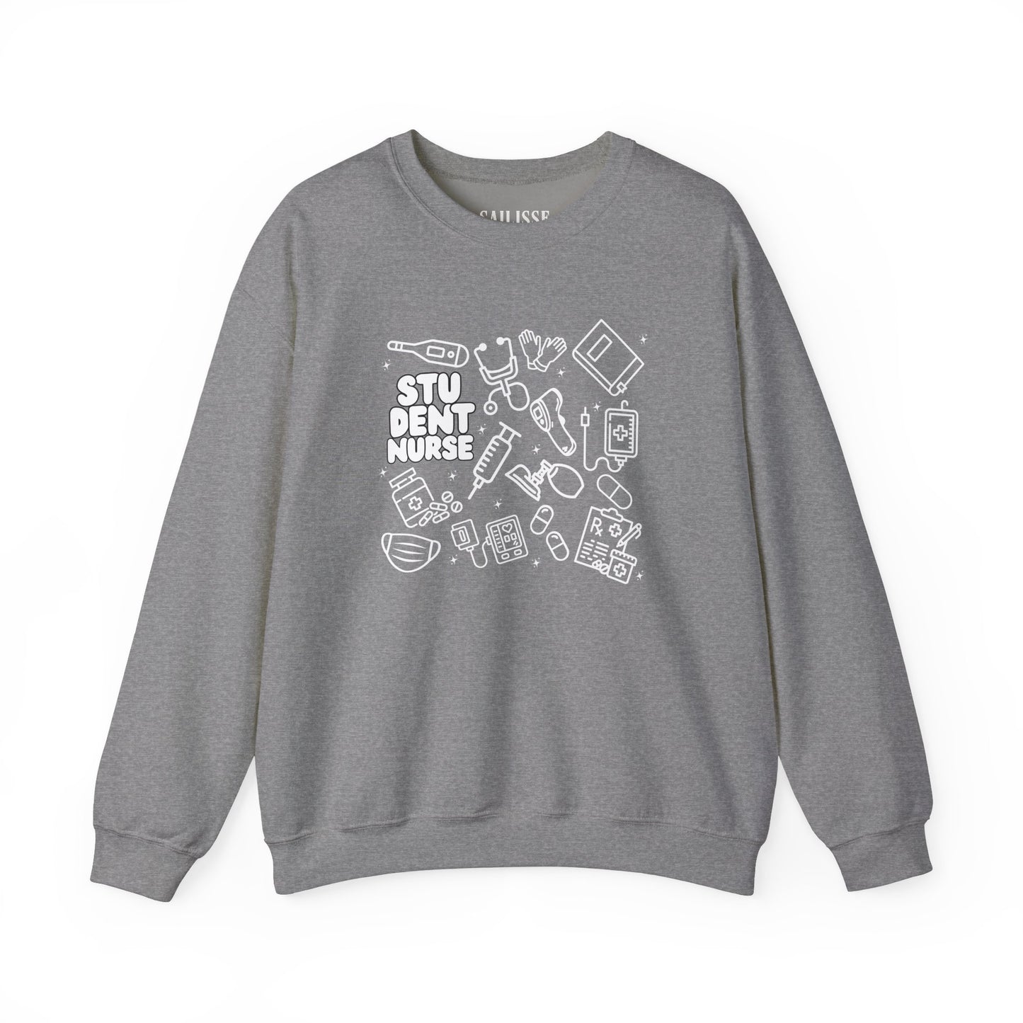 Student Nurse White Outline Crewneck