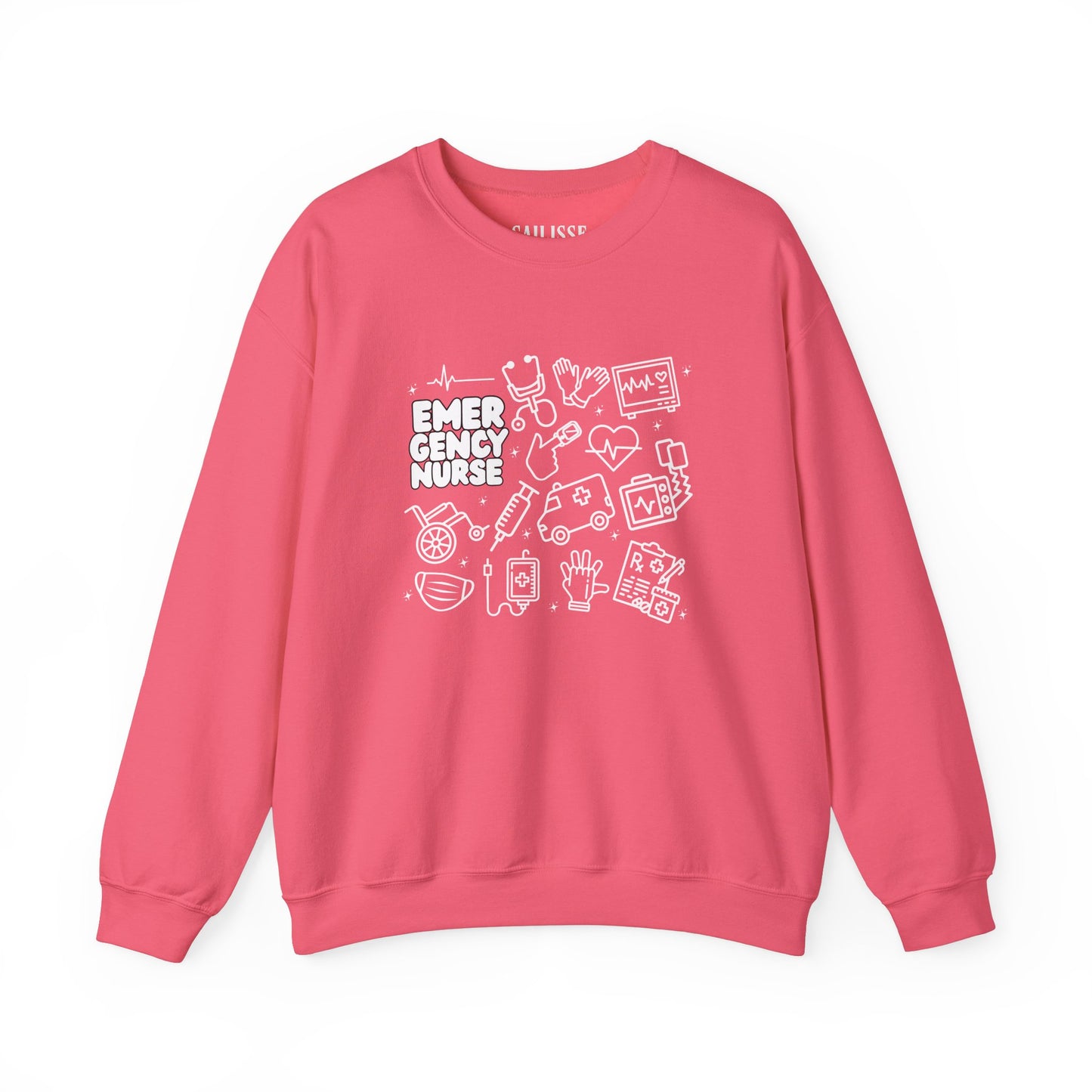 Emergency Nurse White Outline Crewneck