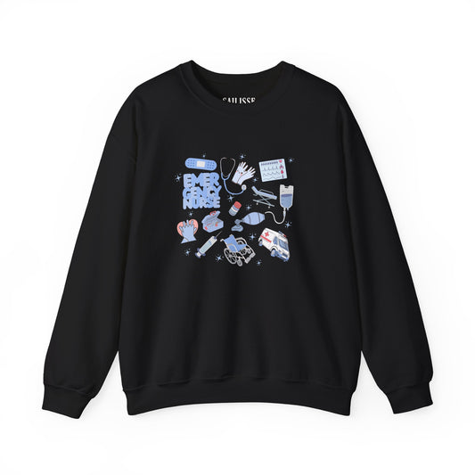 Emergency Nurse Doodle Design Crewneck