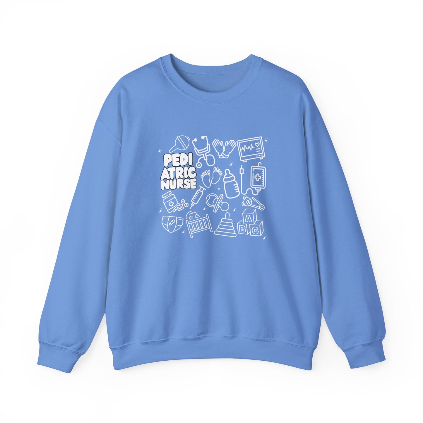 Pediatric Nurse White Outline Crewneck