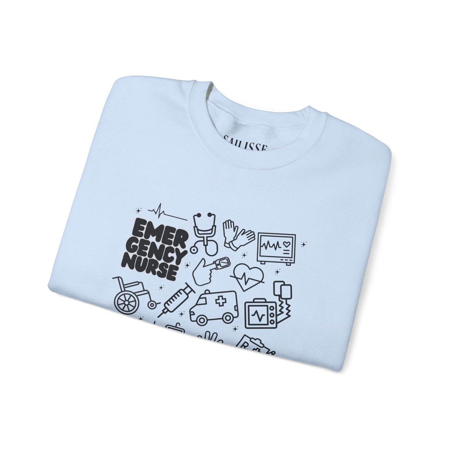 Emergency Nurse Black Outline Crewneck