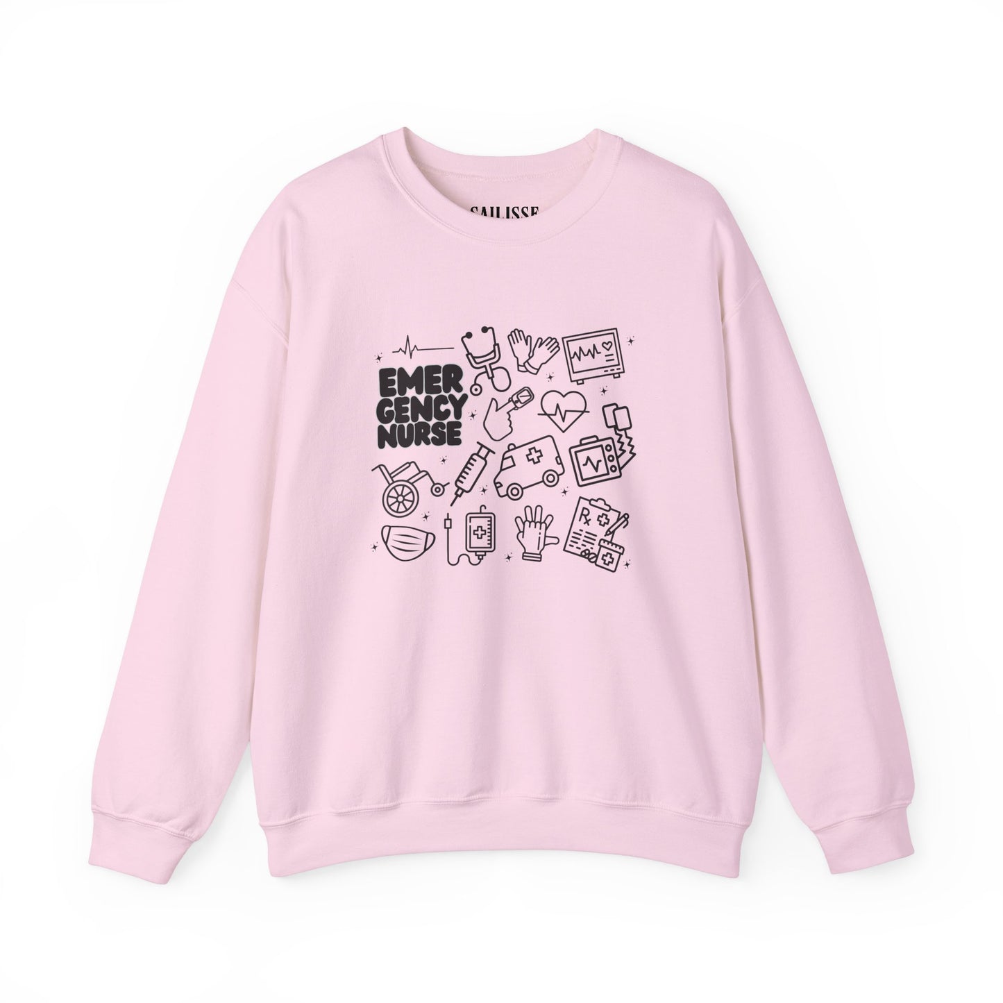 Emergency Nurse Black Outline Crewneck