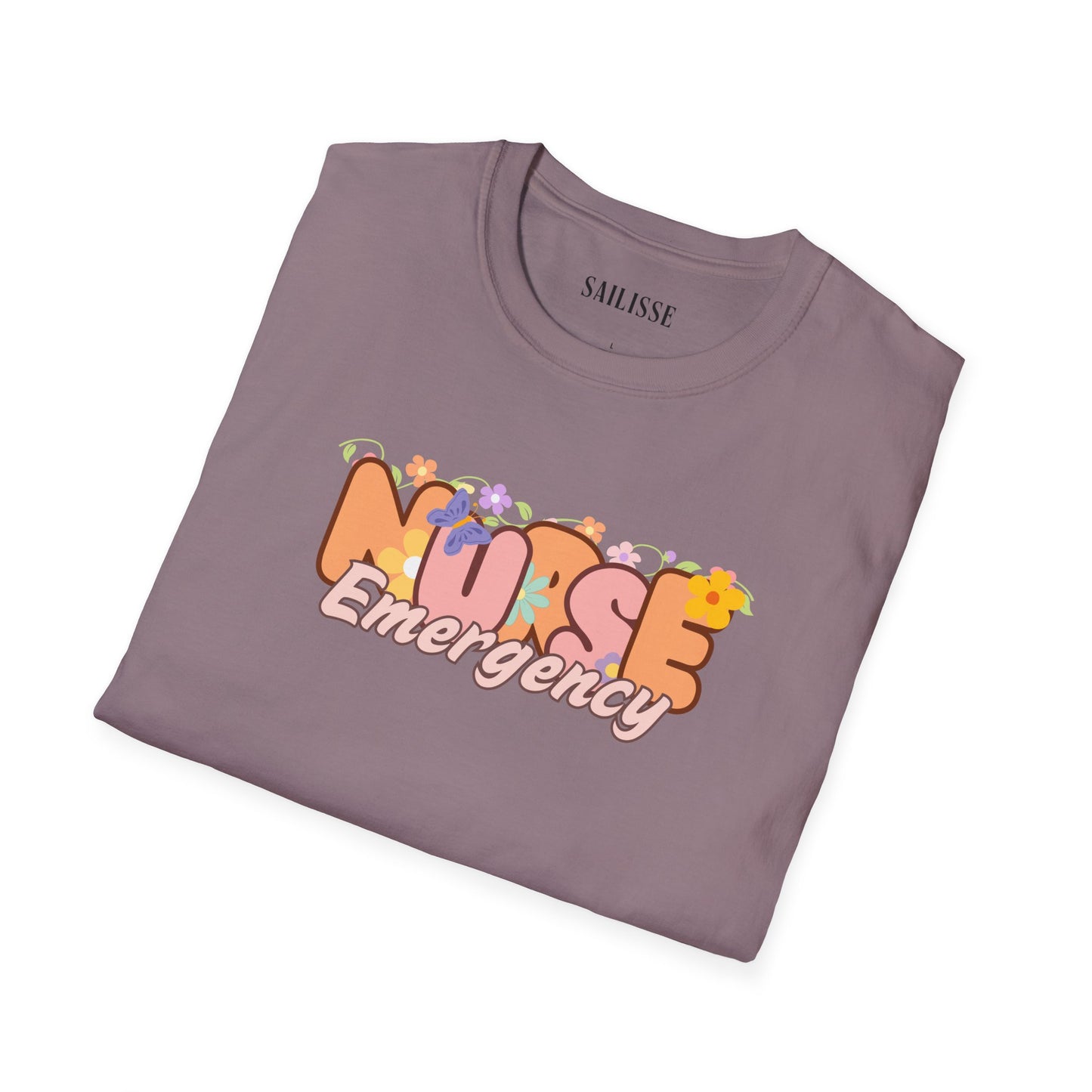 Emergency Nurse Floral Design Softstyle T-Shirt