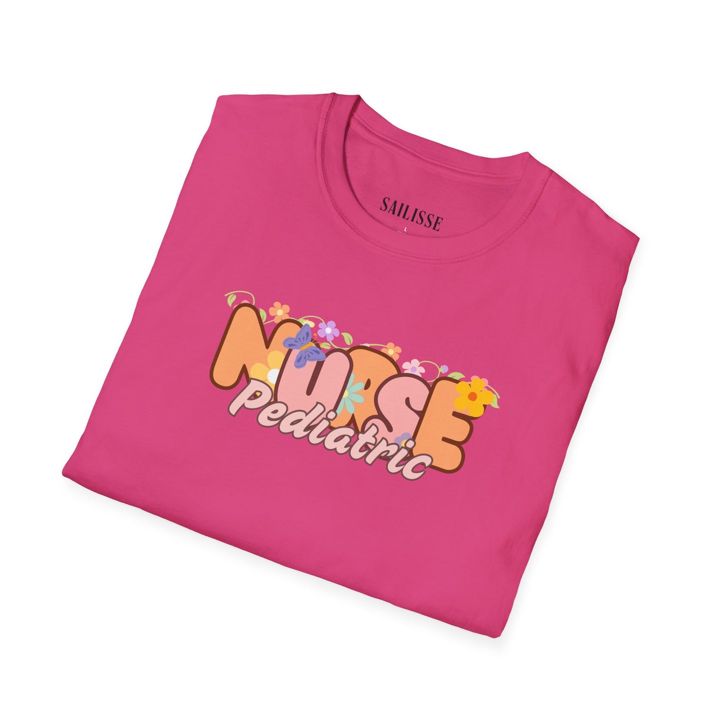 Pediatric Nurse Floral Design Softstyle T-Shirt