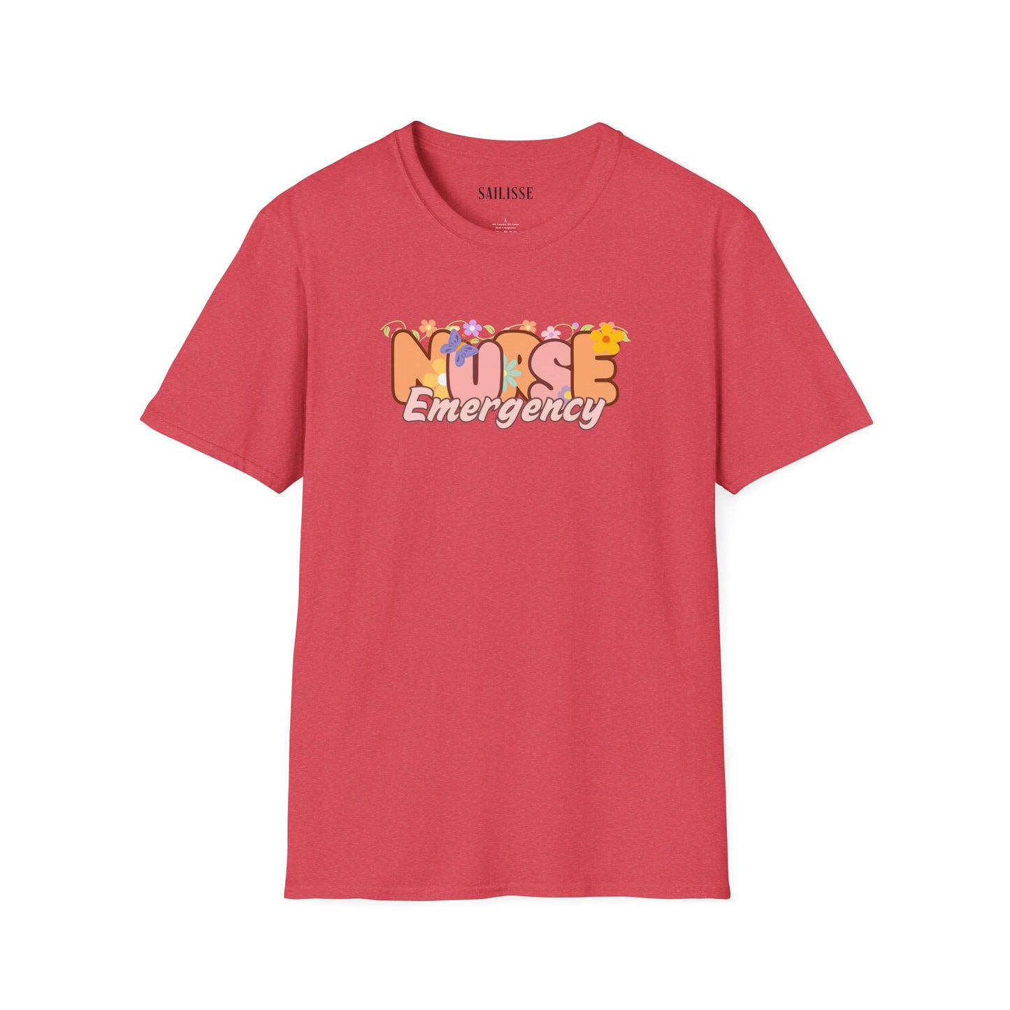 Emergency Nurse Floral Design Softstyle T-Shirt