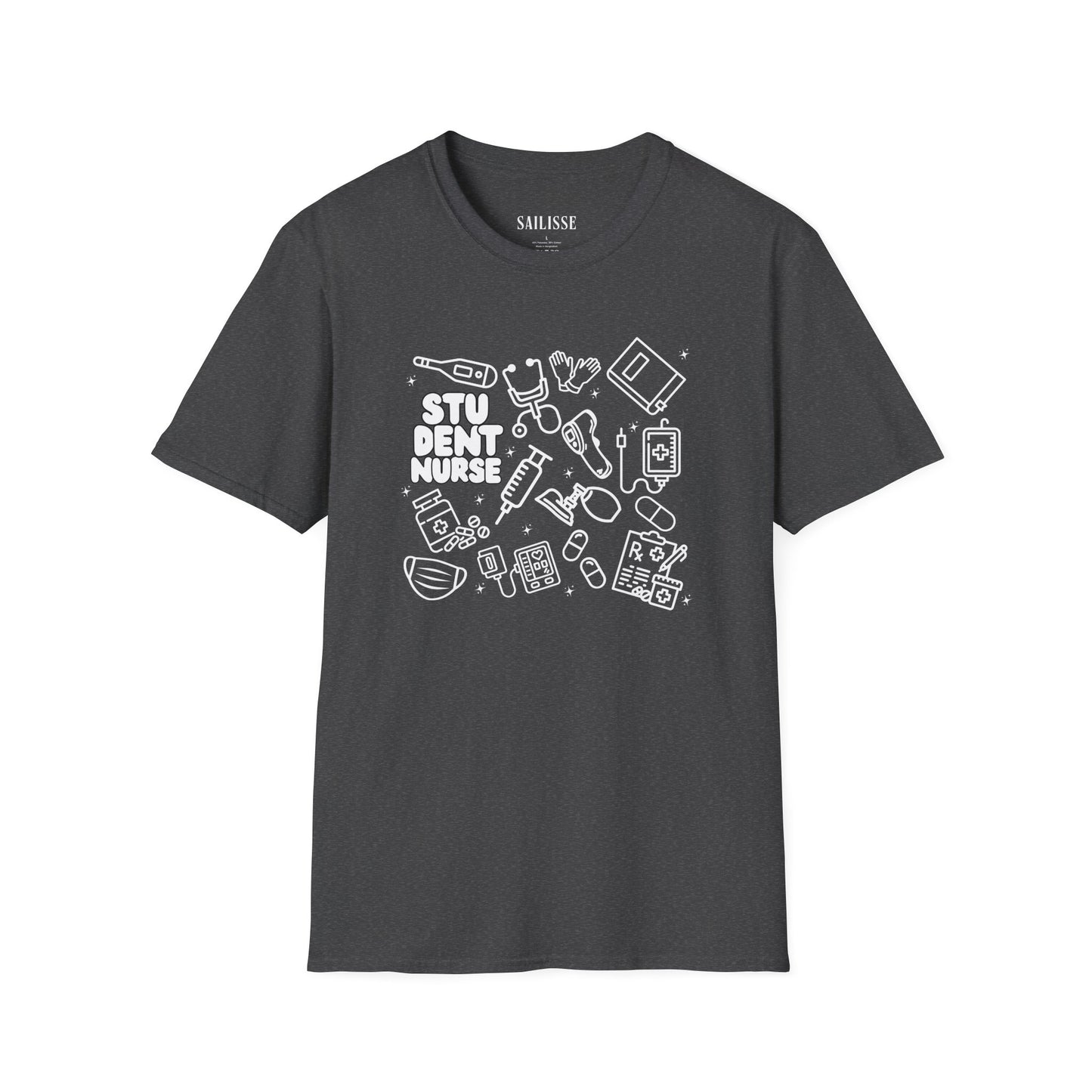 Student Nurse White Outline T-Shirt