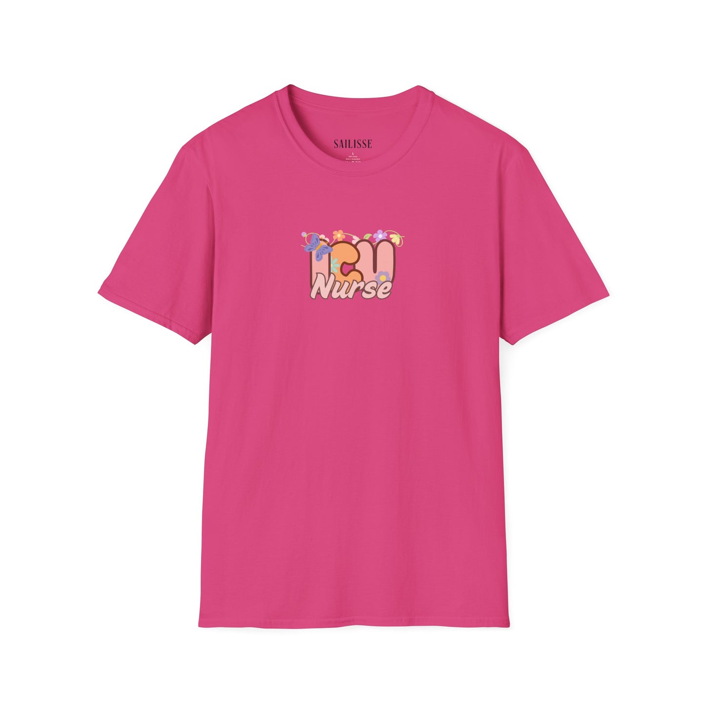 ICU Nurse Floral Design Softstyle T-Shirt