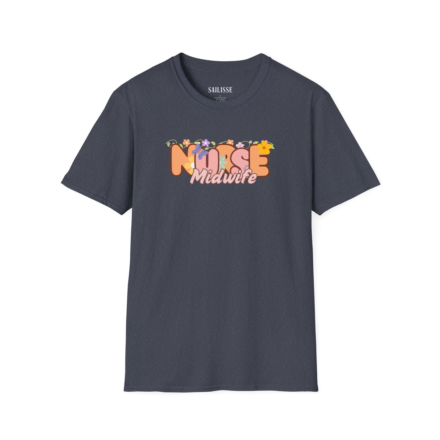 Nurse Midwife Floral Design Softstyle T-Shirt