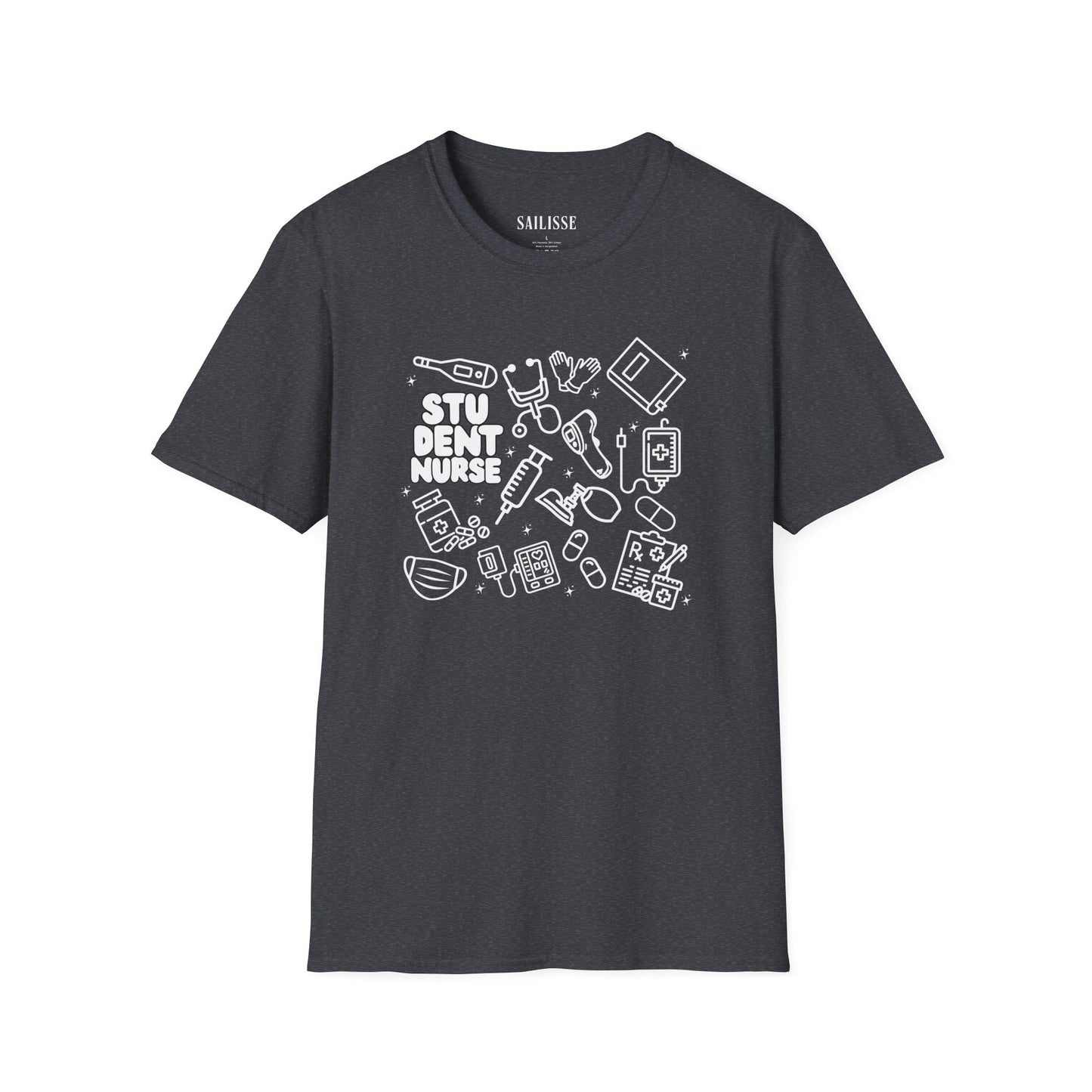 Student Nurse White Outline T-Shirt