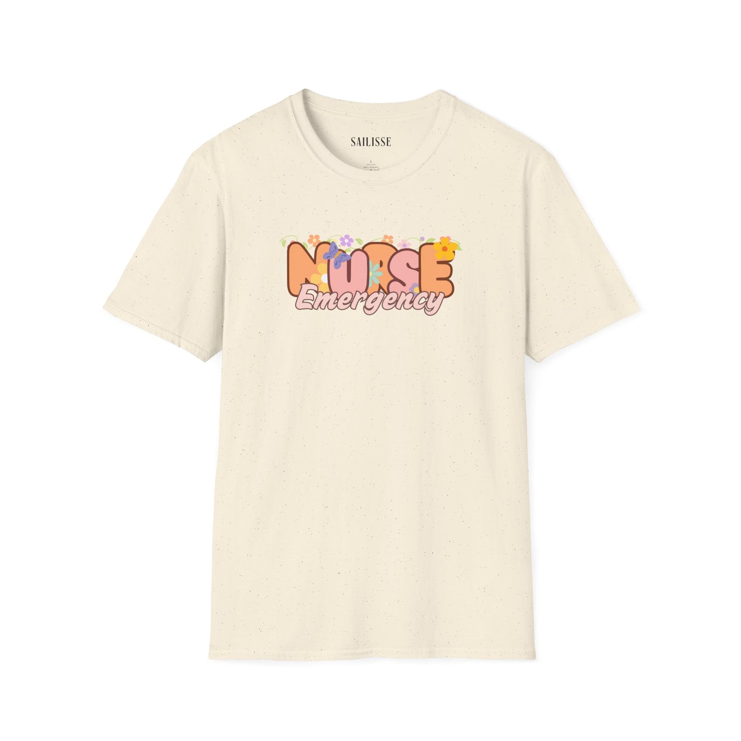 Emergency Nurse Floral Design Softstyle T-Shirt