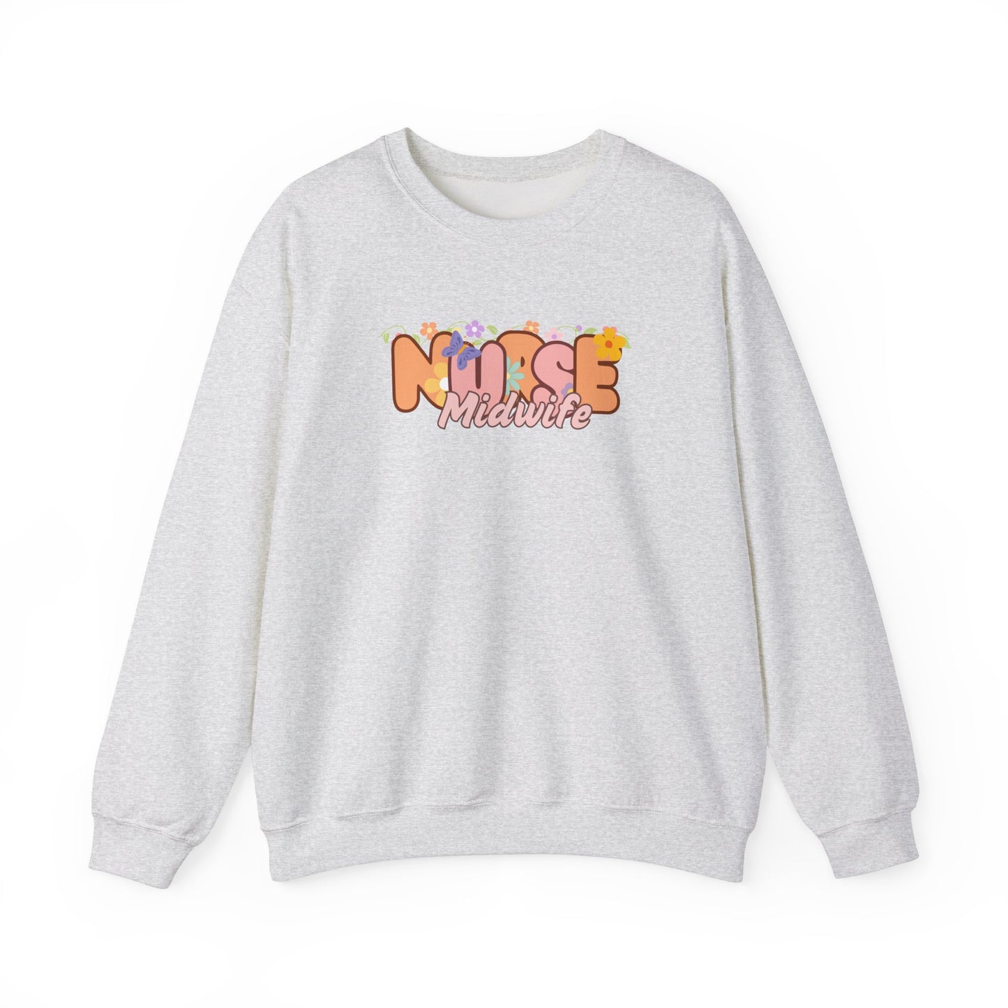 Midwife Nurse Floral Design Crewneck