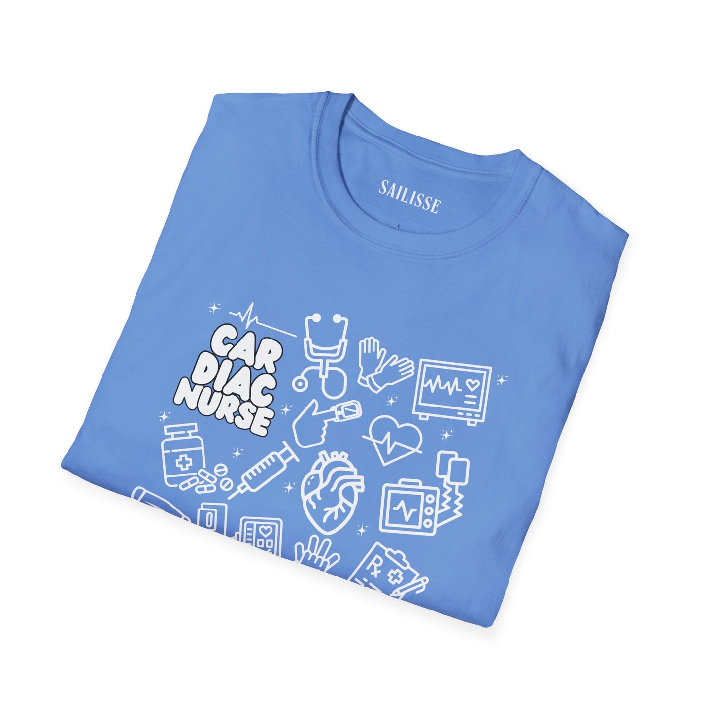 Cardiac Nurse White Outline T-Shirt