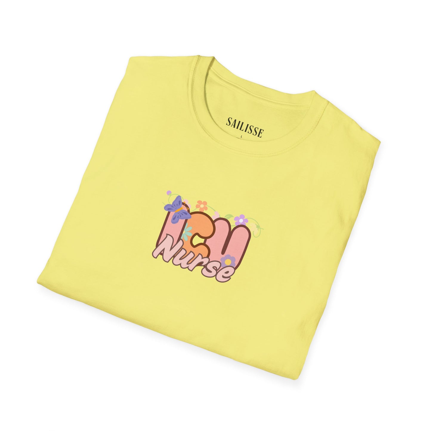 ICU Nurse Floral Design Softstyle T-Shirt