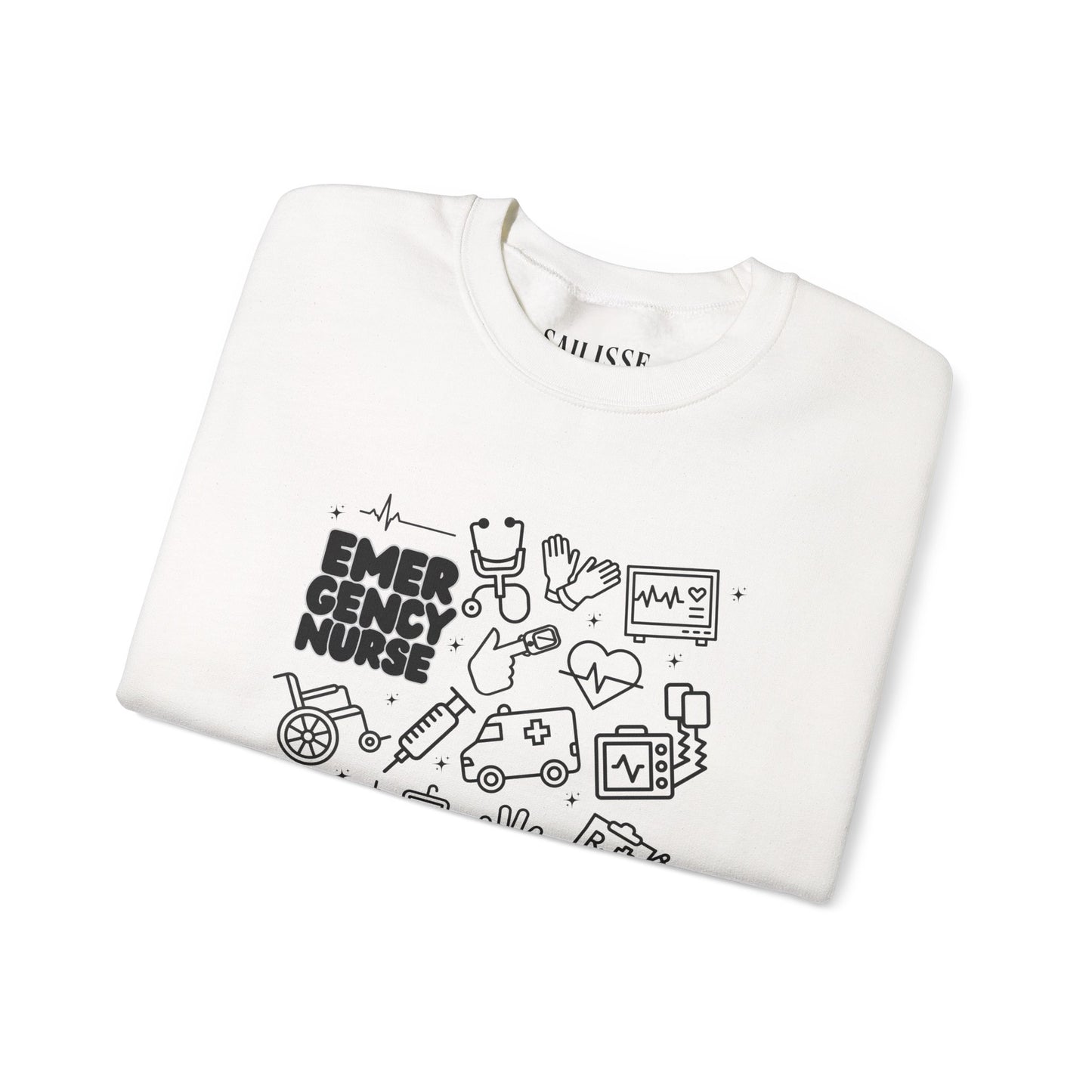 Emergency Nurse Black Outline Crewneck