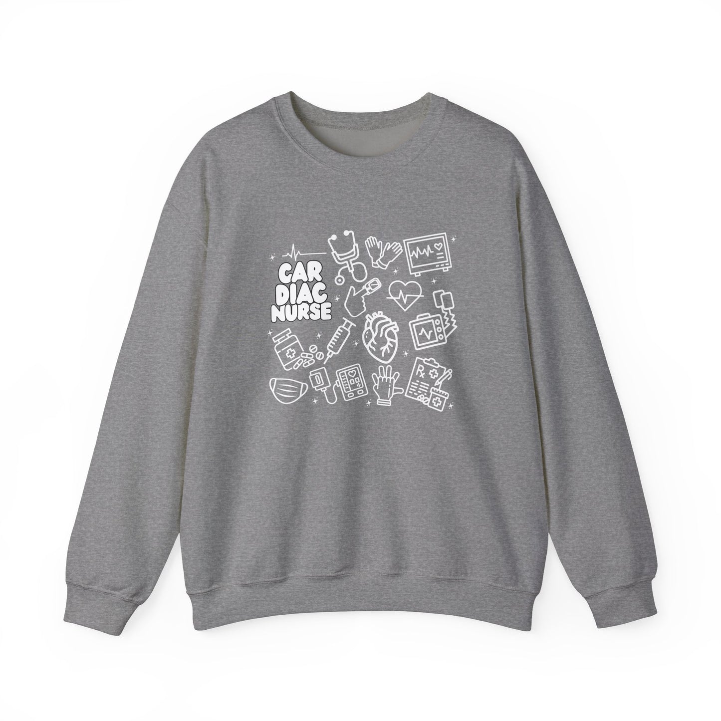 Cardiac Nurse White Outline Crewneck