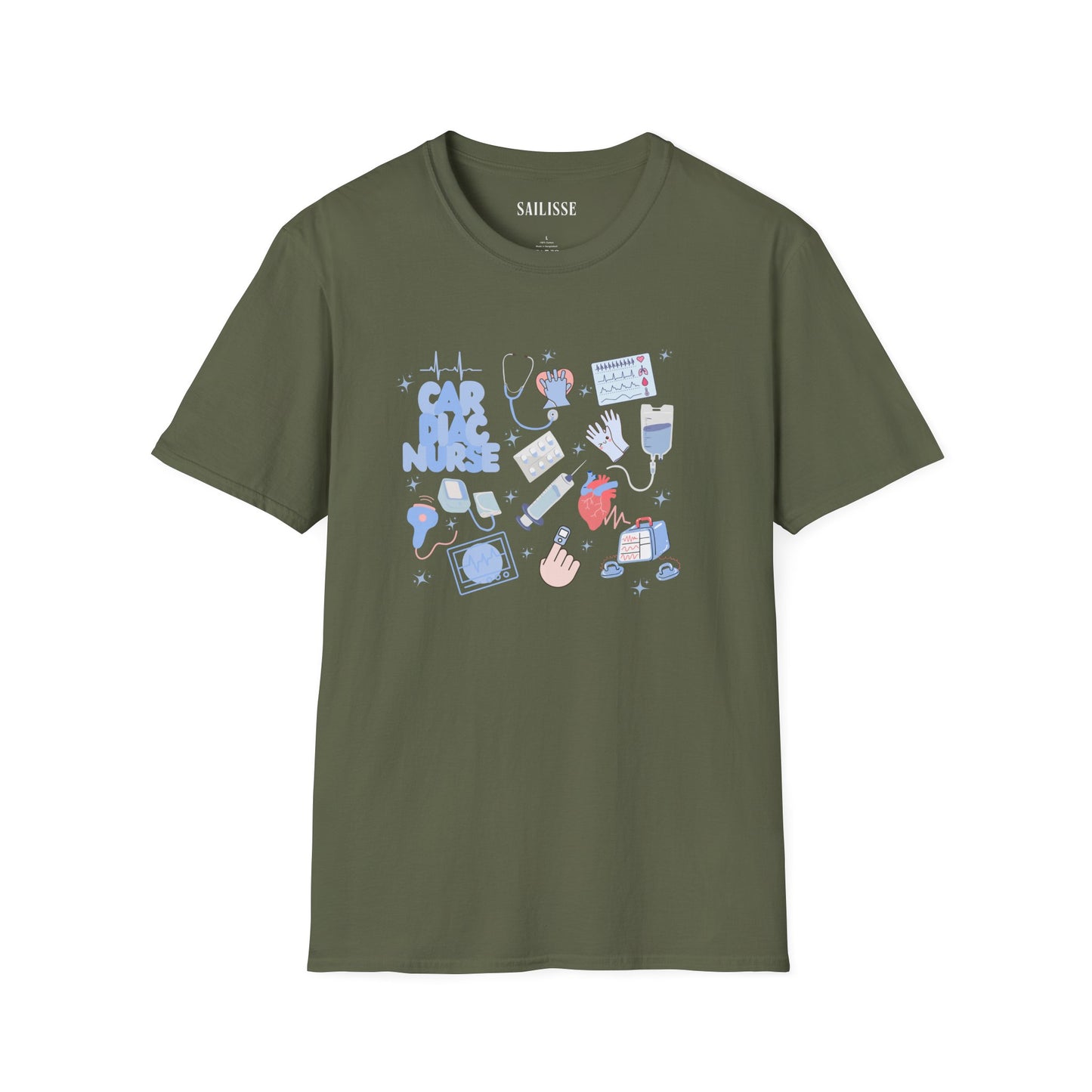 Cardiac Nurse Doodle Design Softstyle T-Shirt
