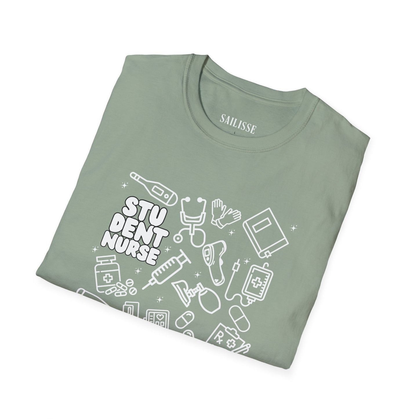 Student Nurse White Outline T-Shirt