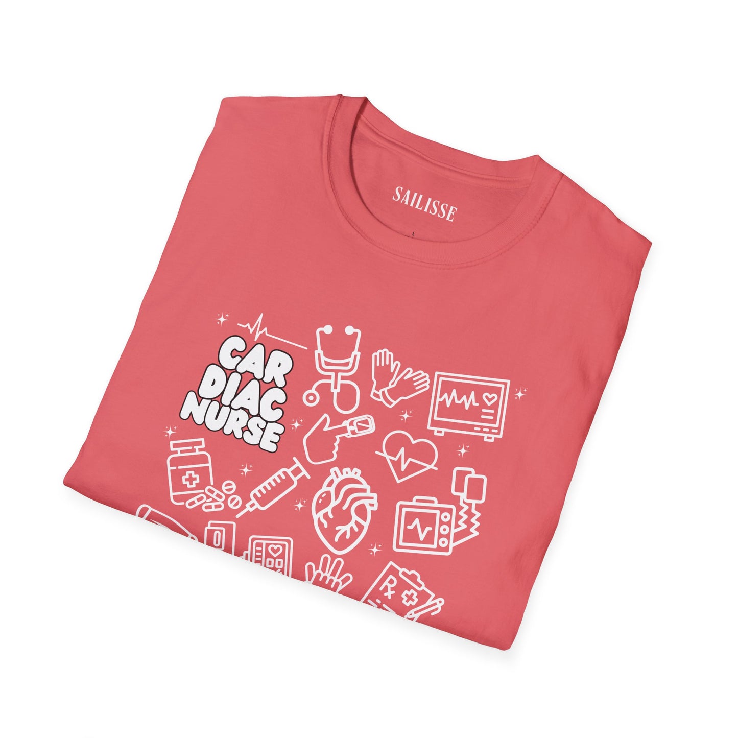 Cardiac Nurse White Outline T-Shirt