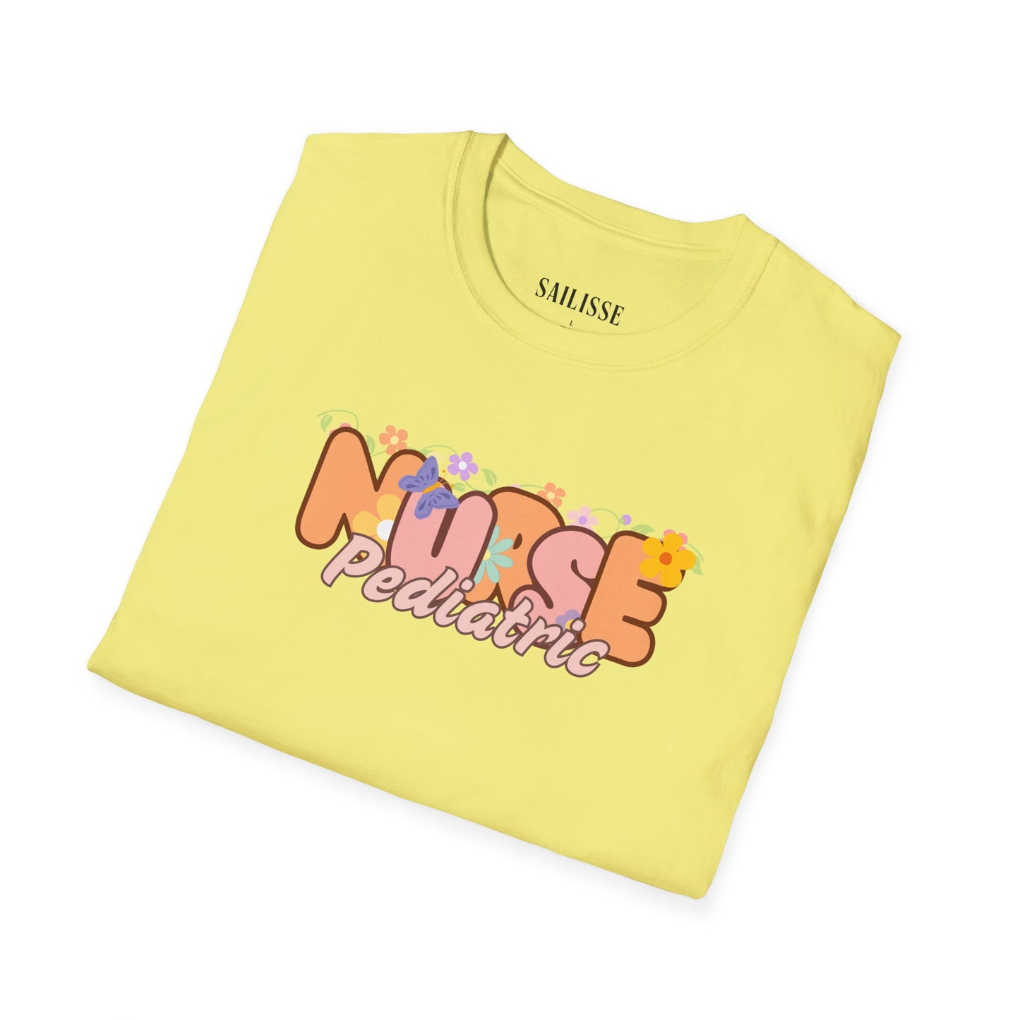 Pediatric Nurse Floral Design Softstyle T-Shirt
