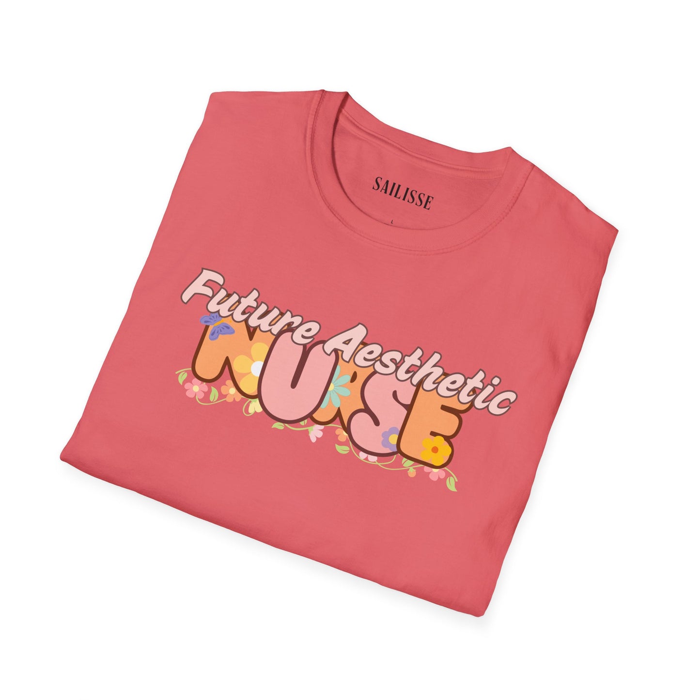 Future Aesthetic Nurse Floral Design Softstyle T-Shirt
