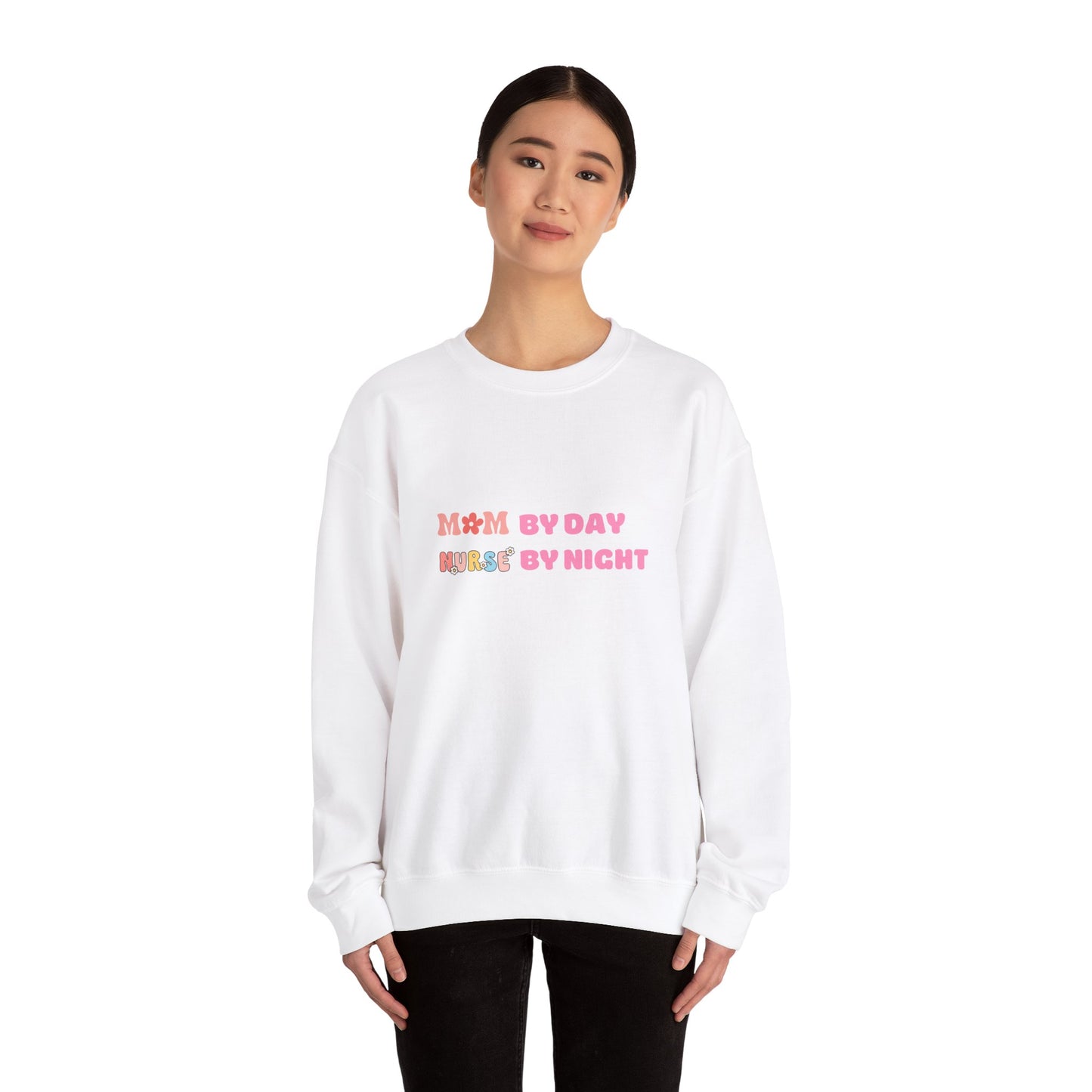 Mom by Day, Nurse by Night Crewneck