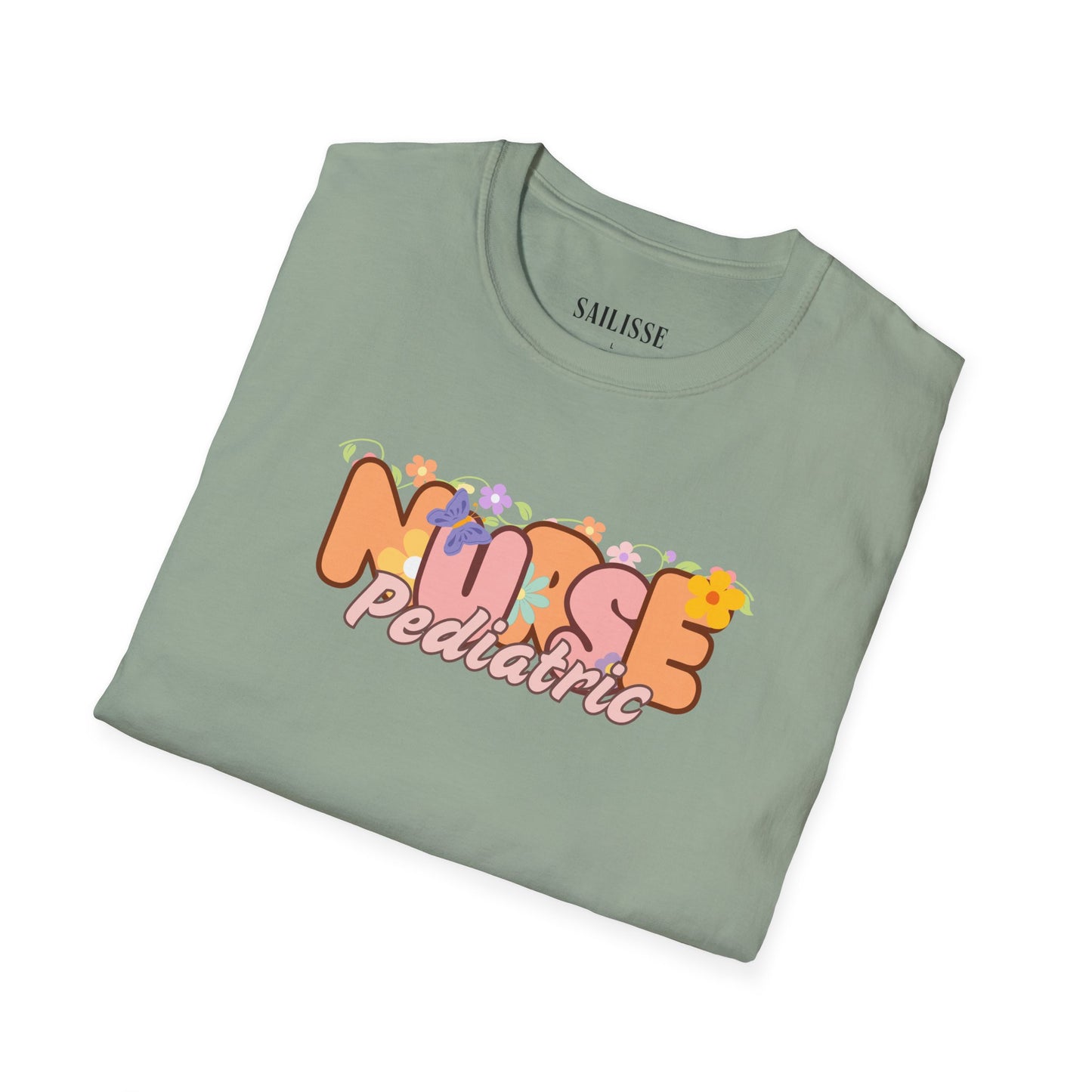 Pediatric Nurse Floral Design Softstyle T-Shirt